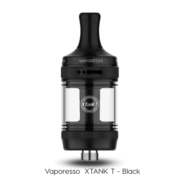 Vaporesso XTANK T black vape tank on a white background