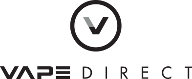 Vape Direct Logo, a V inside a circle above the words VAPE DIRECT in bold, modern, black lettering for a sleek and contemporary look.