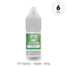 V4 Vapour - Apple 10ml E-Liquid by V4 Vapour features a green label and a 6mg nicotine strength badge, ideal for MTL vape kits. Available at Vape Direct In Milton Keynes