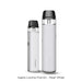Aspire Loomix pod kit in Pearl White shown from the side and front with leather-effect panel and clear pod