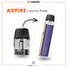 Aspire Loomix replacement pod next to the compatible Aspire Loomix pod kit in purple and gold