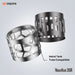 Two Aspire metallic tank tubes for the Nautilus 3SR Tank by Aspire are shown on a light grey background—one with a hexagonal cutout, the other with elongated slots. Both support adjustable airflow for MTL and RDTL vaping. Available at Vape Direct In Milton Keynes