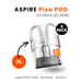 The Aspire Pixo Replacement Pods by Aspire (0.4Ω, 23–30W) come in a transparent XL size with orange highlights, a 3ml capacity, and are sold as a 2 Pack; compatible with Aspire Pixo devices for MTL & RDTL vaping. Available at Vape Direct In Milton Keynes