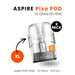 Aspire Pixo Replacement Pods by Aspire, XL size, 3ml capacity, 1.0 Ohm (10-15W), two-pack. Clear design with orange highlights; ideal for MTL & RDTL vaping. Available at Vape Direct In Milton Keynes