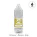 A 10ml bottle of V4 Vapour - Banana E-Liquid for MTL vaping, labeled with the V4 Vapour brand and Banana, contains 6mg nicotine and has a grey cap. Available at Vape Direct In Milton Keynes