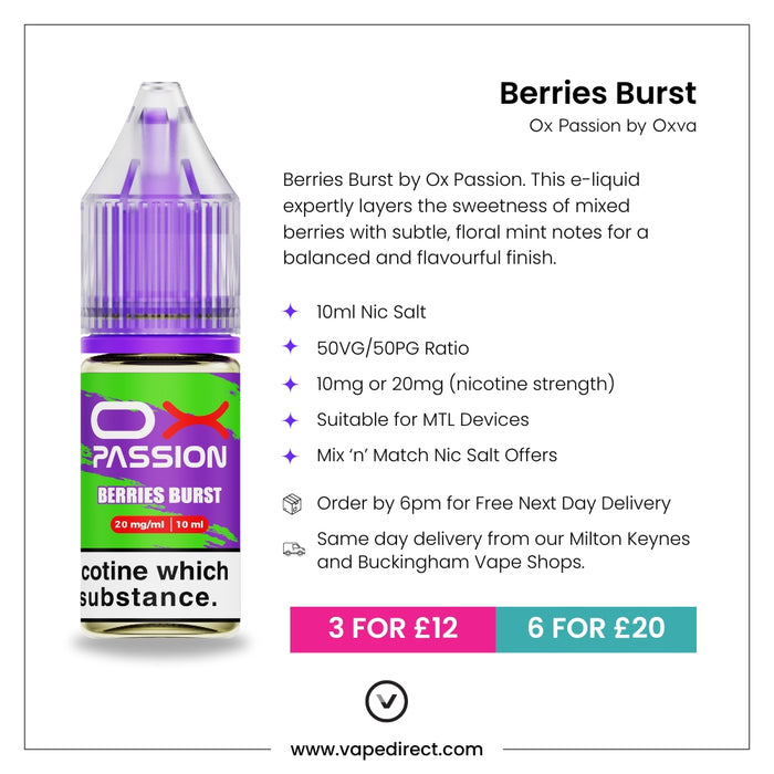 Berry Burst Nic Salt Eliquid by Ox Passion | Vape Direct