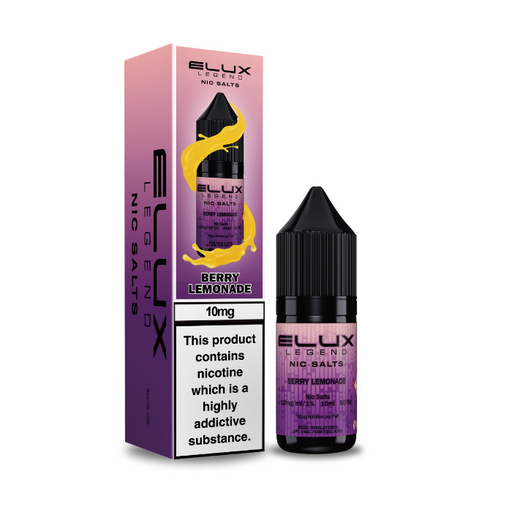 Berry Lemonade nic salt e-liquid 10ml bottle by Elux Legend on a plain background