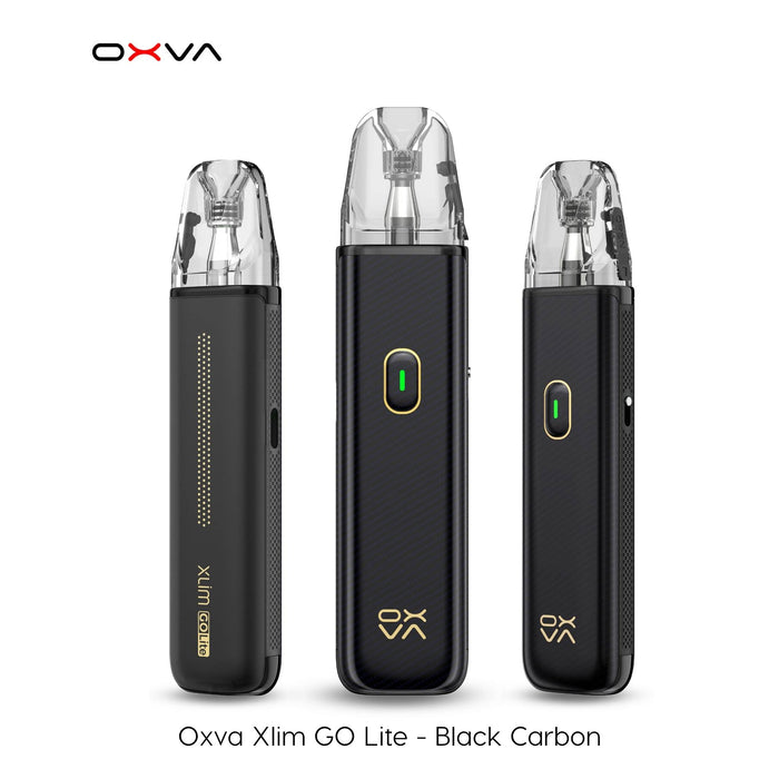 OXVA Xlim GO Lite pod kit in black carbon on a plain background