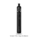 A black Innokin T20S Vape Kit stands upright, highlighting its slim design with a round mouthpiece and tank windows—perfect for mouth to lung vaping. Text below reads: Innokin T20S Vape Kit (Black) by Innokin. Available at Vape Direct In Milton Keynes