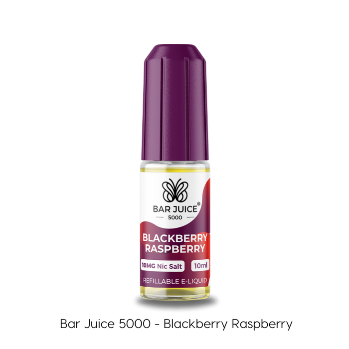 Blackberry Raspberry nic salt e-liquid by bar juice 5000 in 10ml bottle. 