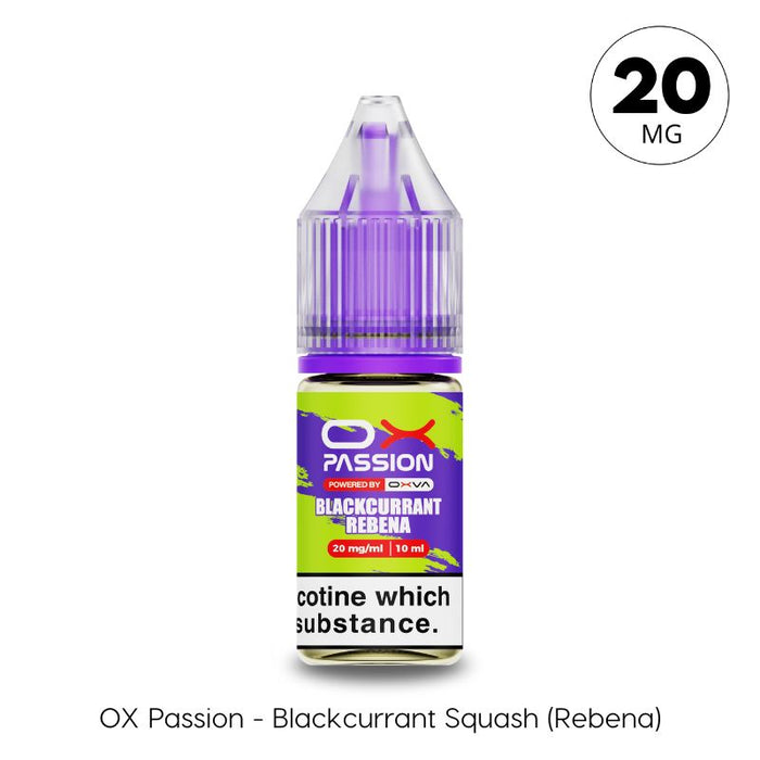 Blackcurrant squash ox passion nic salt in 20mg by OXVA. A Blackcurrant Soda flavoured e-liquid available at vape direct milton keynes and buckingham.