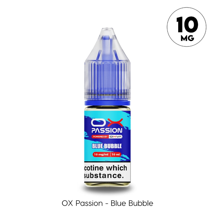 Blue Bubble Ox Passion Nic Salt in 10mg by Oxva. A nostalgic Blueberry Bubblegum flavoured e-liquid avaialble at Vape Direct Milton keynes and Buckingham.