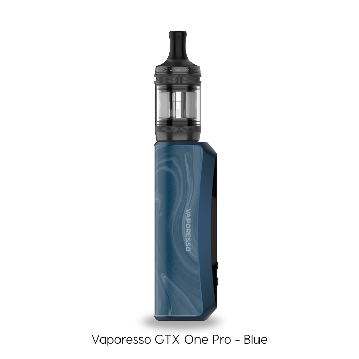 Blue Vaporesso GTX One Pro vaping device on a white background