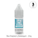 A 10ml bottle of V4 Vapour - Blue Raspberry Bubblegum E-Liquid with a clear cap and blue label. Nicotine strength is 3mg, perfect for MTL vape users. Label text: Blue Raspberry Bubblegum – 3mg. Brand: V4 Vapour. Available at Vape Direct In Milton Keynes