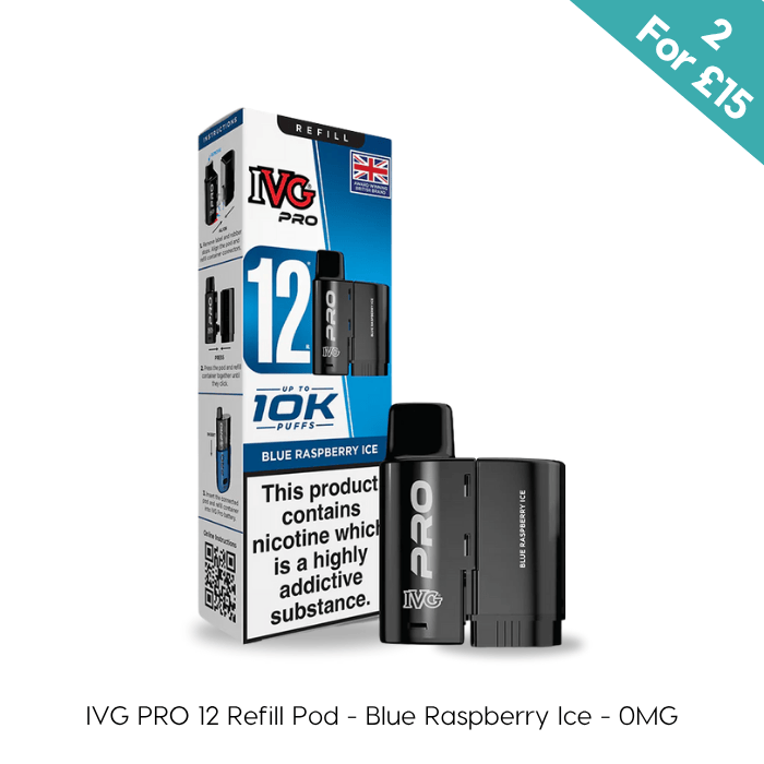 IVG PRO 12 Refill Pod packaging with black pod on a white background