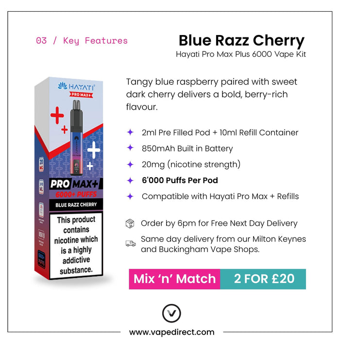 Blue Razz Cherry Hayati Pro Max Plus Vape Kit