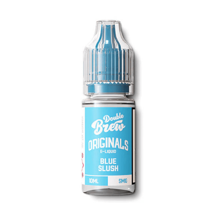 Blue Slush nic salt e-liquid 10ml bottle by Double Brew on a plain background