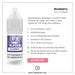 This image shows the V4 Vapour - Blueberry 10ml E-Liquid by V4 Vapour, highlighting nicotine strength choices, a 4 for £10 deal, and delivery info. Available at Vape Direct In Milton Keynes