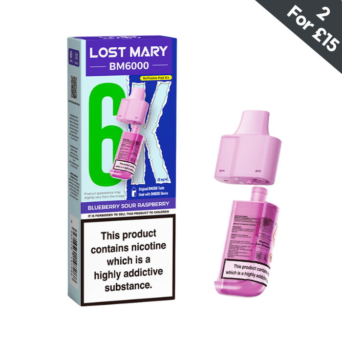 blueberry lost mary 6000 Lost Mary Watermelon Ice Nera 15k Refill Pods | 3 for £17 main image 0
