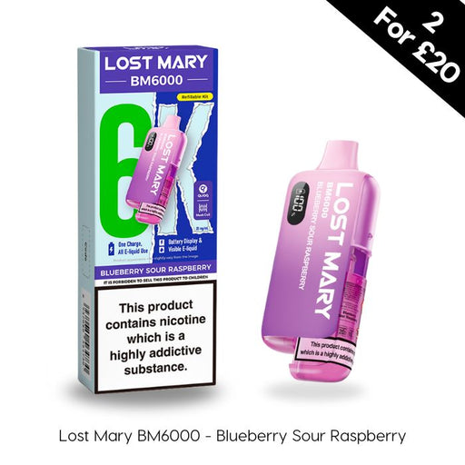 Lost Mary BM6000 in Blue Sour Raspberry flavour
