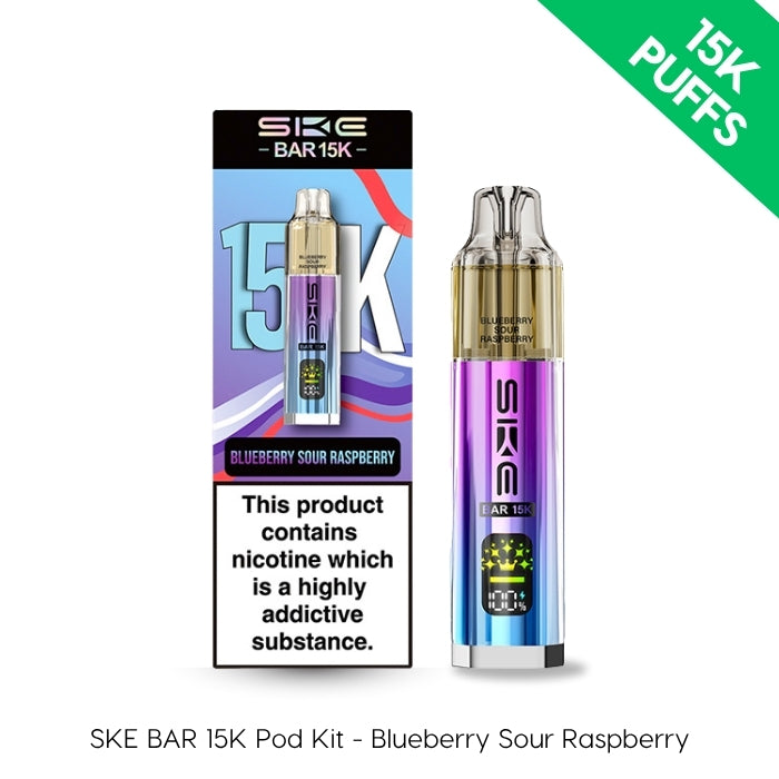SKE BAR 15K Pod Kit in Blueberry Sour Raspberry flavour.