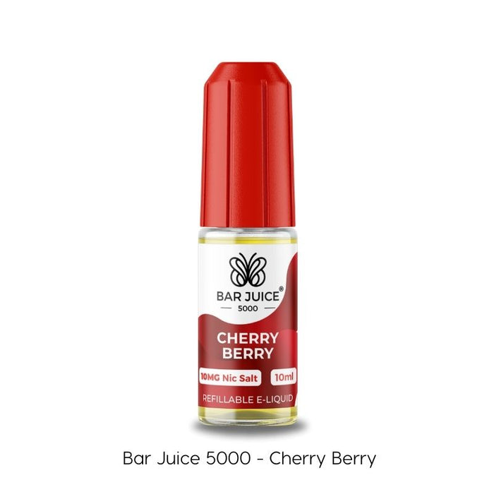 Cherry Berry nic salt e-liquid by bar juice 5000 in 10ml bottle. 