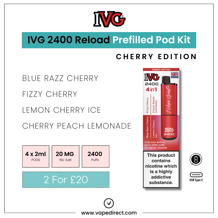 Cherry Edition IVG 2400 Vape Kit | Vape Direct Cherry Edition IVG 2400 Vape Kit | Vape Direct