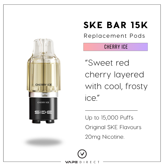 Cherry Ice flavour description for the SKE BAR 15K replacement pods.