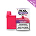 A bright pink pod for a vape device, labeled PIxl 8000 PodXL, Cherry Sour Raspberry flavor. 