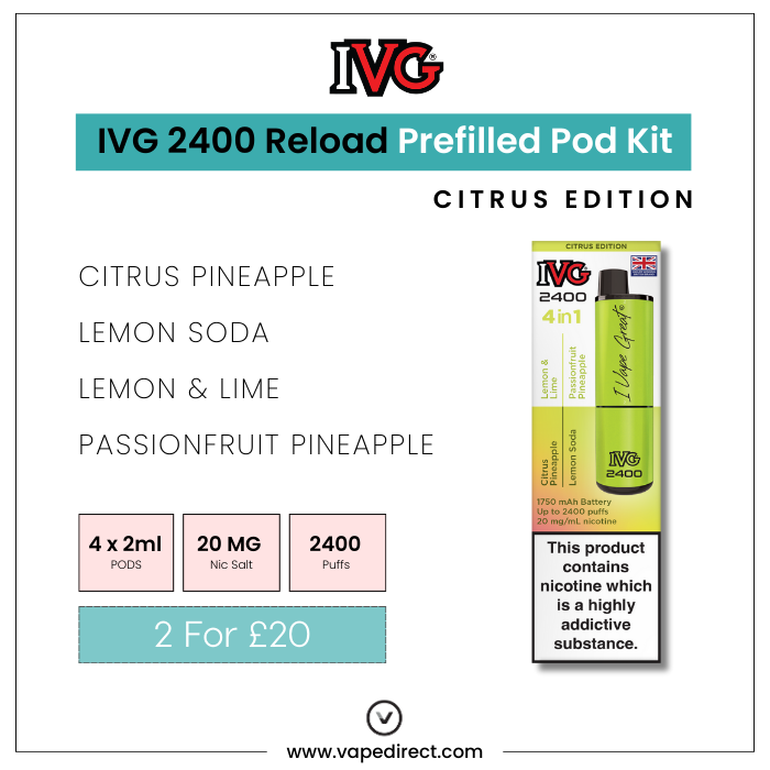 Citrus Edition IVG 2400 Vape Kit | Vape Direct Citrus Edition IVG 2400 Vape Kit | Vape Direct