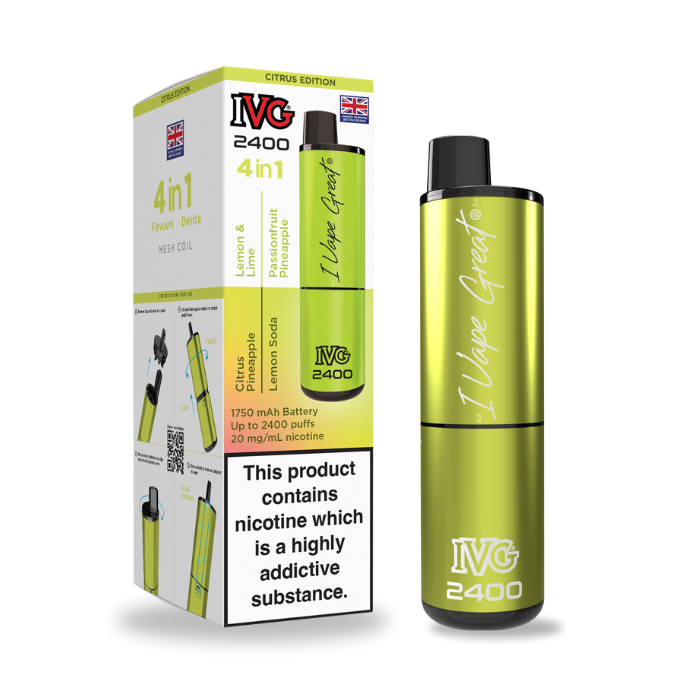 ivg disposable vape Citrus Edition 2400 Kit | SALE 30000 Puffs Disposable Vape Fruit flavored vape -Choosing Flavour:Fizzy Pineapple / Blueberry Sour Raspberry