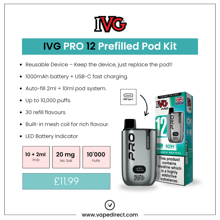 Classic Menthol - IVG PRO 12 Prefilled Kit