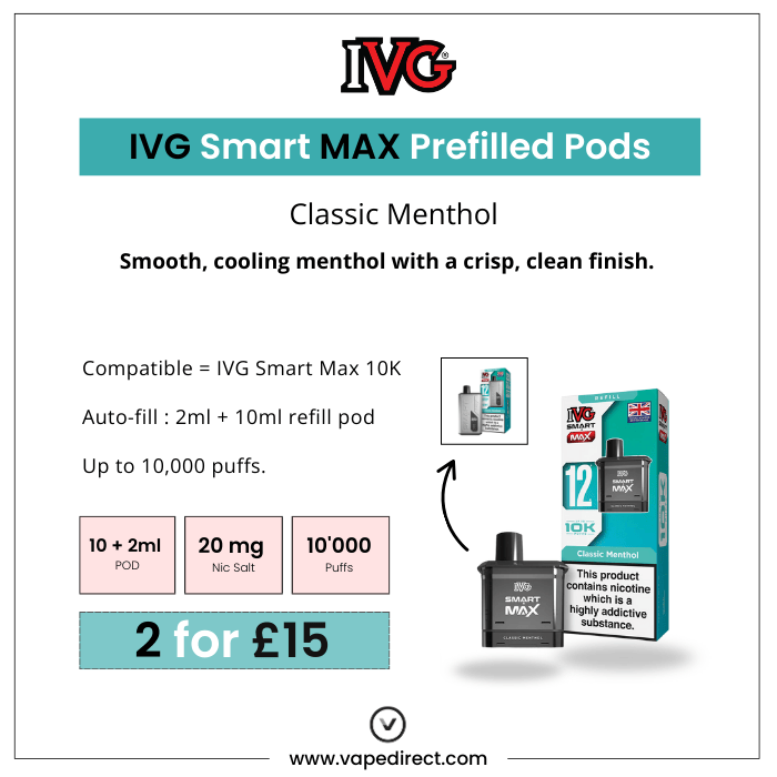 Classic Menthol - IVG Smart Max 10K Refill Pod | Vape Direct Classic Menthol - IVG Smart Max 10K Refill Pod | Vape Direct