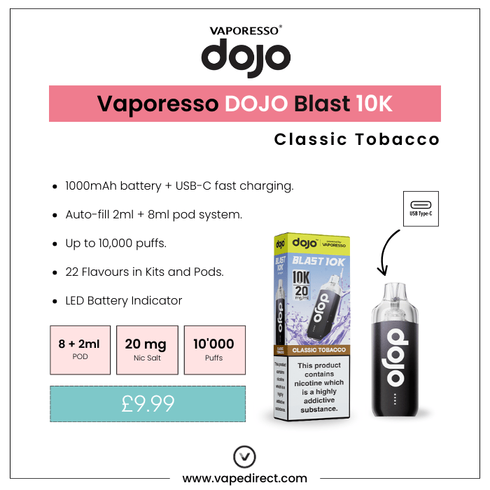 Classic Tobacco Dojo 10K Kit | Vape Direct Classic Tobacco Dojo 10K Kit | Vape Direct
