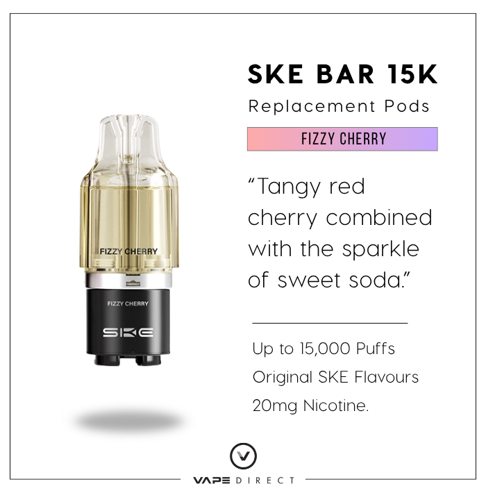 Fizzy Cherry flavour description for the SKE BAR 15K replacement pods.