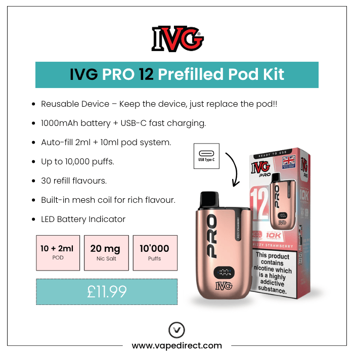 Fizzy Strawberry - IVG PRO 12 Prefilled Kit
