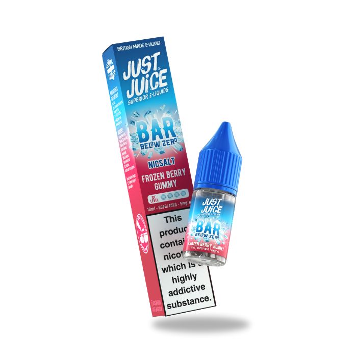 just juice below zero frozen berry gummy with box