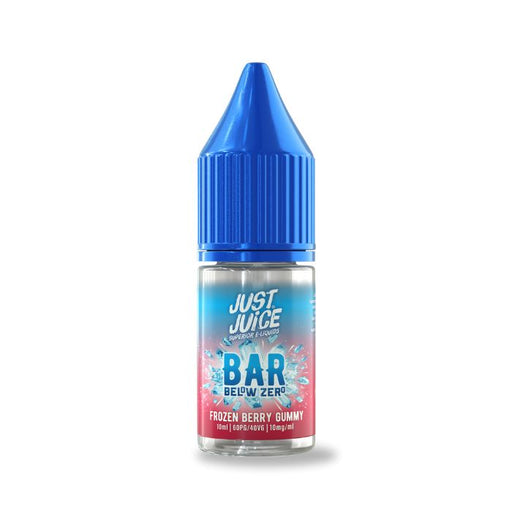 Just Juice Bar below zero Frozen Berry Gummy vape juice bottle on a white background