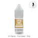 A 10ml bottle of V4 Vapour - Fruit Salad E-Liquid (3mg nicotine), featuring a yellow label and clear plastic cap. Available at Vape Direct In Milton Keynes
