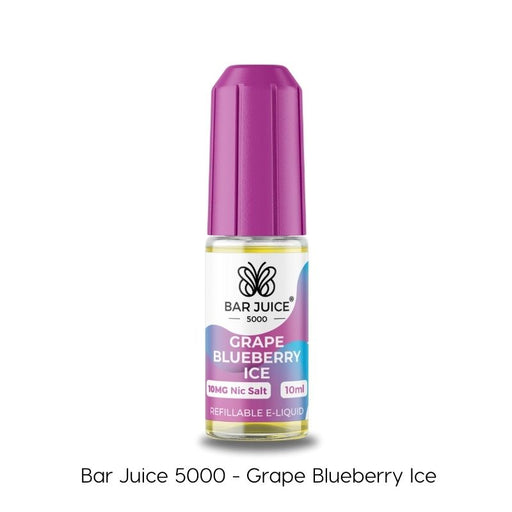 Grape Blueberry Ice nic salt e-liquid by bar juice 5000 in 10ml bottle. 