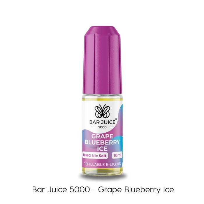 Grape Blueberry Ice nic salt e-liquid by bar juice 5000 in 10ml bottle. 
