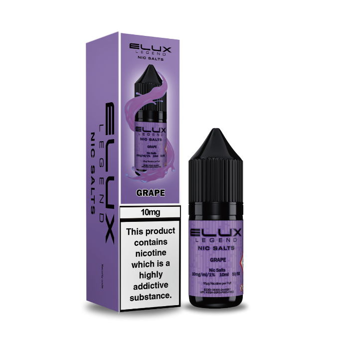 elux vape juice Grape Nic Salt E-Liquid by Legend Select Colour:Diamond White Vape 'em if you Buttonless