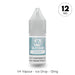A 10ml bottle of V4 Vapour - Ice Drops E-Liquid, featuring a blue label and gray cap, contains 12mg nicotine—ideal for fans of icy menthol vape juice. Brand: V4 Vapour. Available at Vape Direct In Milton Keynes
