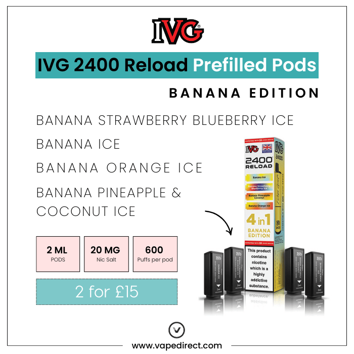 Banana IVG 2400 Prefilled Pods - Vape Direct Banana IVG 2400 Prefilled Pods - Vape Direct