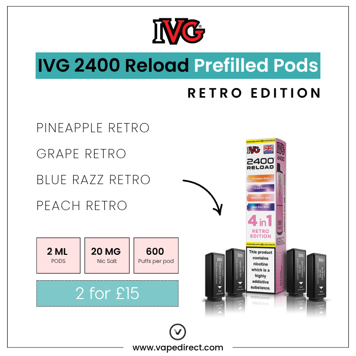 Retro Edition IVG 2400 Pod Pack - Vape Direct Retro Edition IVG 2400 Pod Pack - Vape Direct