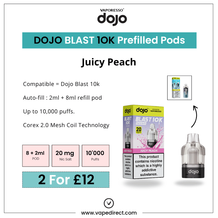 Juicy Peach - Vaporesso Dojo Blast 10K Prefilled Pods