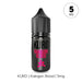 A black bottle labeled with vibrant pink text and a red icon hints at the bold blood orange flavor of Kakigori Blood Nic Salt E-Liquid by Kuro. The label reads 5MG, and below, it states: Riot Squad | Kakigori Blood Nic Salt E-Liquid | 5mg—perfect for use with MTL kits or as a smooth nic salt option.