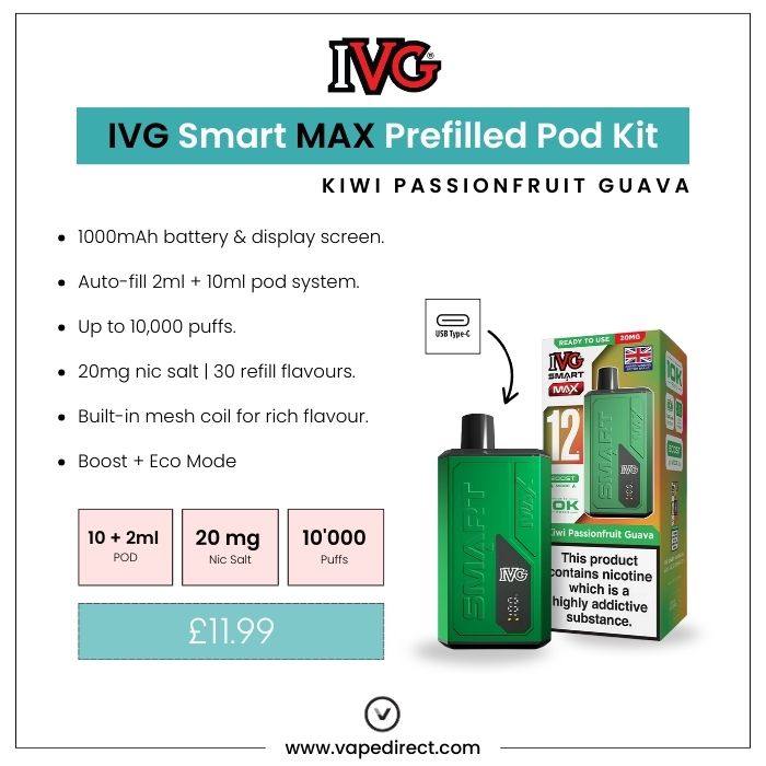Kiwi Passion Fruit Guava IVG Smart Max Kit | Vape Direct Kiwi Passion Fruit Guava IVG Smart Max Kit | Vape Direct