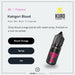 A black bottle labeled Kakigori Blood Nic Salt E-Liquid by Kuro is featured beside text highlighting its blood orange, syrup, and ice-inspired flavors. Icons and keywords emphasize bold flavor notes, making it ideal for use with MTL kits. The Riot Squad branding and logo are displayed at the bottom.