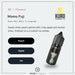 A bottle of Momo Fuji Nic Salt E-Liquid by Kuro from Riot Squad is shown, delivering the taste of sweet Japanese peach, crisp apple, and herbal shiso on a cool crushed-ice exhale. Flavor notes: peach, apple, ice.